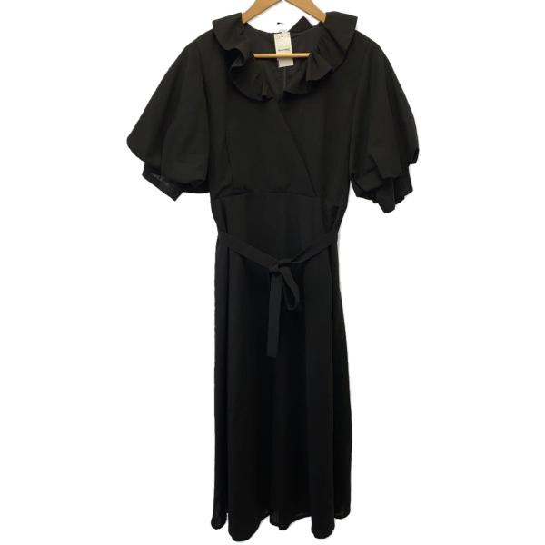 AMERI◆FRILL CACHECOEUR DRESS/ワンピース/S/ポリエステル/ブラック/0...