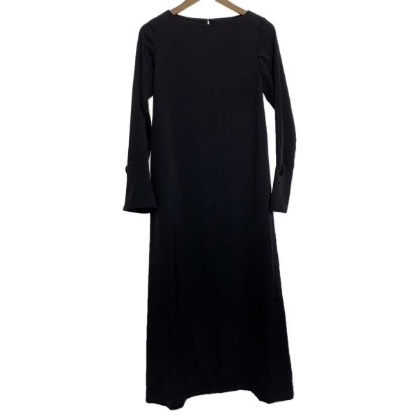 AMERI◆ACCESSORY BUTTON SATIN DRESS/S/ポリエステル/BLK/02...