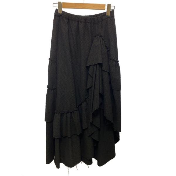 AMERI◆UND OVER SLIT RUFFLE SKIRT/M/ポリエステル/BLK/0224...