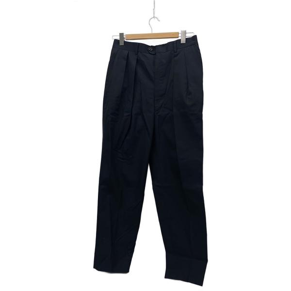 INTERIM◆コットンギャバジン 2タック ワイドテーパード スラックス/4/コットン/BLK/I...
