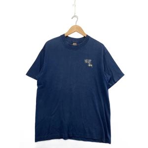 STUSSY◆80s/黒タグ/Dont Take The Bite/トラウト/Tシャツ/L/コットン/NVY/USA製//
