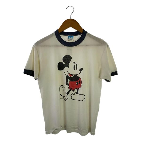 Disney◆80s/ミッキーマウス/リンガーT/Tシャツ/M/コットン/WHT