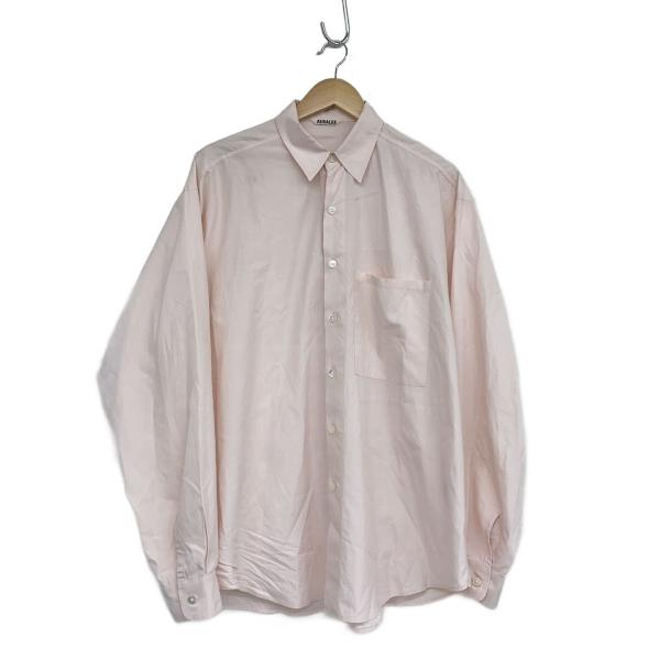 AURALEE◆長袖シャツ/5/コットン/PNK/無地/A23AS02TN//