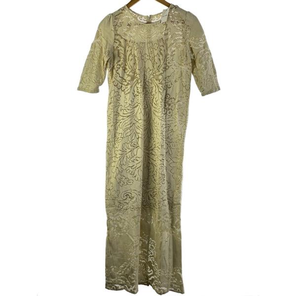 AMERI◆24SS/ACQUARD RUSSELL LACE DRESS/M/ポリエステル/IVO...