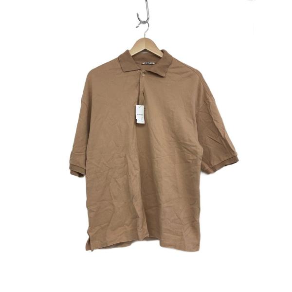 AURALEE◆SUPER SOFT PIQUE BIG POLO/4/コットン/BEG/無地/A9...