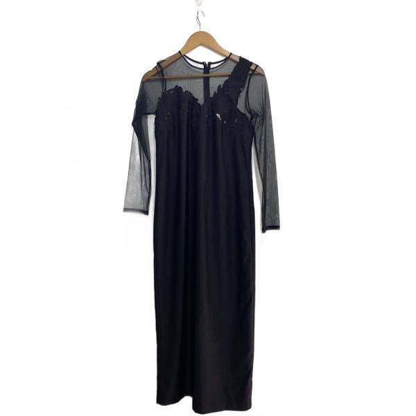 AMERI◆UND RENEE CUTWORK DRESS/M/ポリエステル/BLK/無地/0212...