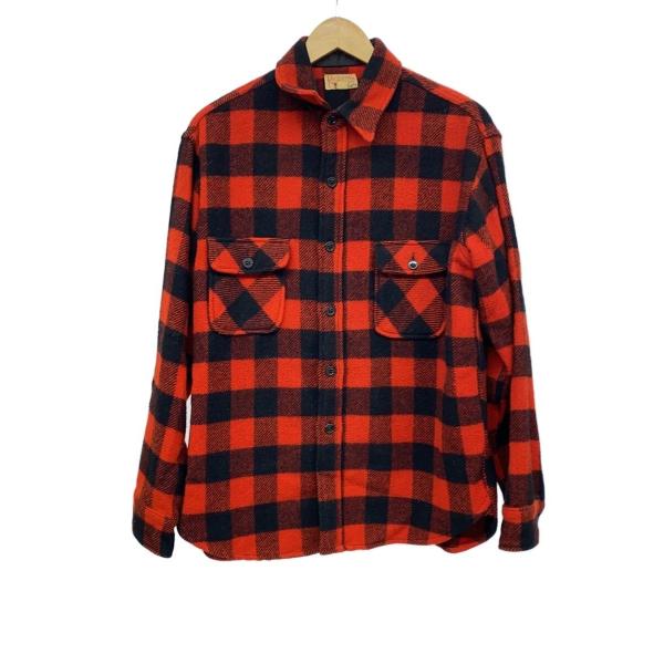 50s/Richards CLOTHES/ブロックチェックシャツ/マチ付/16.5/ウール/RED/...