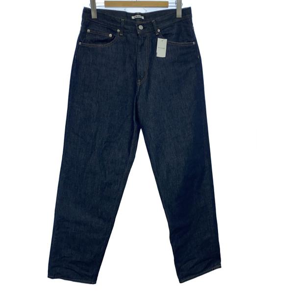 AURALEE◆HARD TWIST DENIM WIDE PANTS/ストレートパンツ/32/デニ...