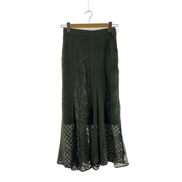AMERI◆LIMITED PATCHWORK LACE SKIRT/M/ポリエステル/GRN/無地...