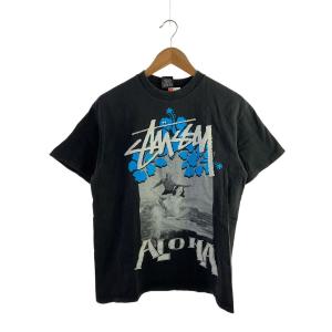 STUSSY◆00s/Tシャツ/M/コットン/BLK/ALOHA/サーフグラフィック//PHOTO