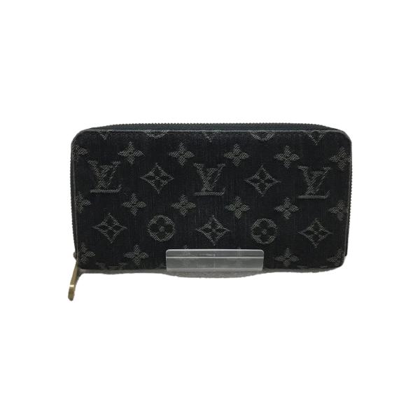 LOUIS VUITTON◆ジッピー・ウォレット_モノグラム・デニム_BLK/長財布/デニム/ブラッ...