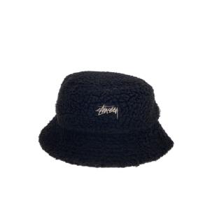 STUSSY◆バケットハット/S/ポリエステル/BLK/無地/レディース/1321070