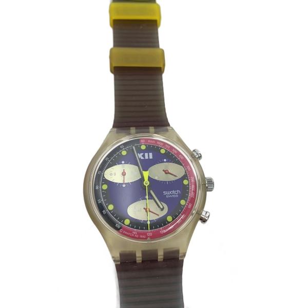 SWATCH◆クォーツ腕時計/アナログ/ラバー/マルチカラー/BLK