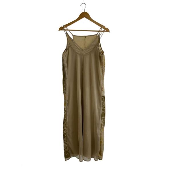 AMERI◆LACE PAINTING CAMI DRESS/キャミワンピース/S/ポリエステル/Y...