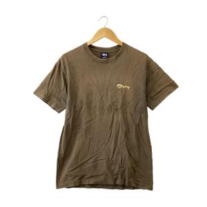 STUSSY◆90s/USA製/紺タグ/北斎/Tシャツ/M/コットン/KHK/プリント//OLD