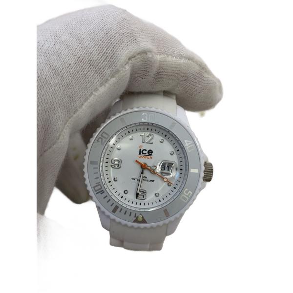 ice watch◆クォーツ腕時計/アナログ/ラバー/WHT/WHT/SS/000124