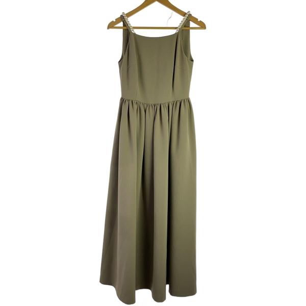 AMERI◆MEDI PEARL STRAP DRESS/ノースリーブワンピース/M/ポリエステル