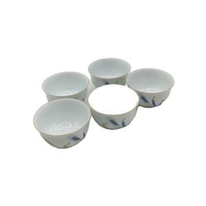 2029 深川製磁　グリーン楓半月皿3客　湯呑3客 2029 深川製磁 グリーン楓半月皿3客 湯呑3客