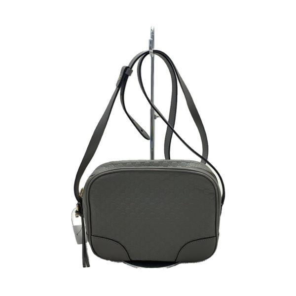 GUCCI◆ショルダーバッグ/レザー/GRY/449413/マイクログッチシマ/角スレ有