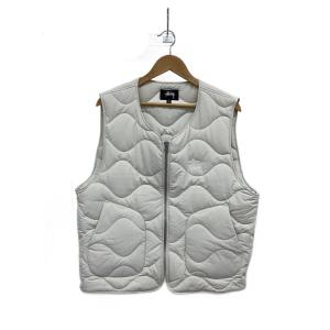 STUSSY◆キルティングベスト/M/ナイロン/WHT/無地/115643//