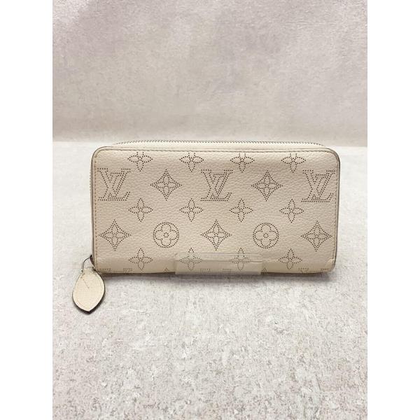 LOUIS VUITTON◆ジッピー・ウォレット_マヒナ_WHT/牛革/WHT/総柄/レディース