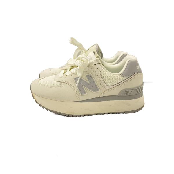 NEW BALANCE◆WL574/ホワイト/25cm/WHT/スウェード/厚底