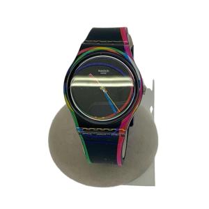 SWATCH◆クォーツ腕時計/アナログ/ラバー/BLK/BLK