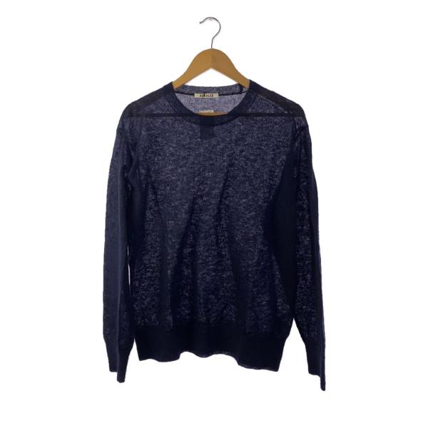 AURALEE◆Kid Mohair Sheer Knit Pull Over/3/モヘア/ネイビー...