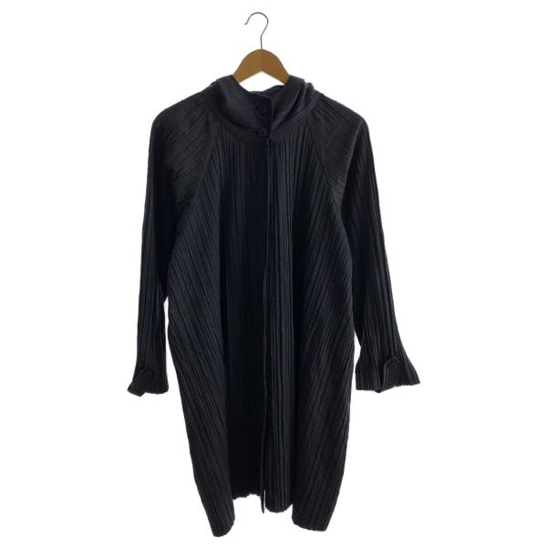 PLEATS PLEASE ISSEY MIYAKE◆コート/フード/5/ポリエステル/GRY/無地...