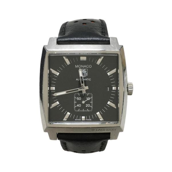 TAGHeuer◆モナコ__AT_SS/ラバー_37mm/アナログ/レザー/BLK/BLK/2023...