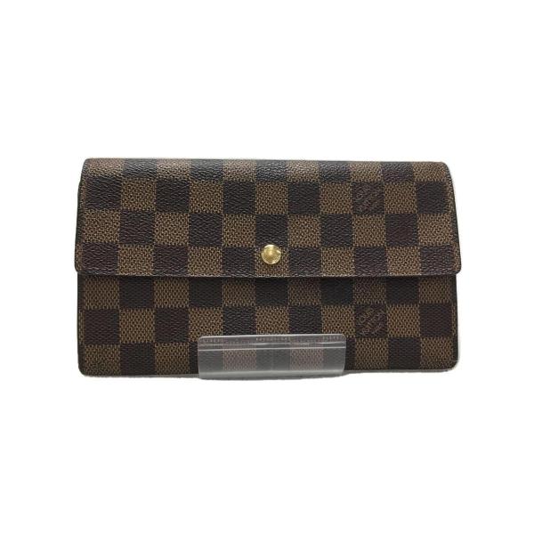 LOUIS VUITTON◆ポシェットポルトモネカルトクレディ_ダミエエベヌ/長財布/PVC/BRW...