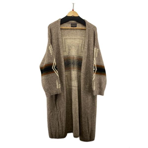 PENDLETON◆ニットガウンカーディガン(厚手)/FREE/アクリル/BRW/0575-2310