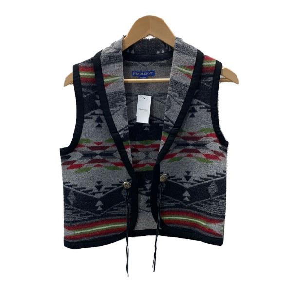 PENDLETON◆USA製/ウールベスト/S/羊毛/GRY/ネイティブ柄