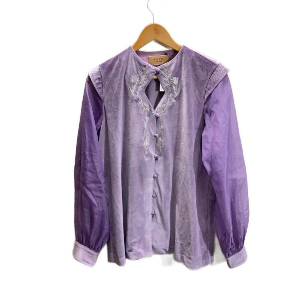 AMERI◆ベロアエンブロイダリーブラウス/FREE/ポリエステル/PUP/02120440290