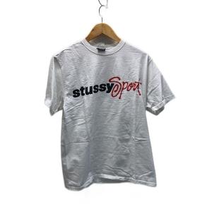 STUSSY◆Sport Script Tee/Tシャツ/M/コットン/WHT//