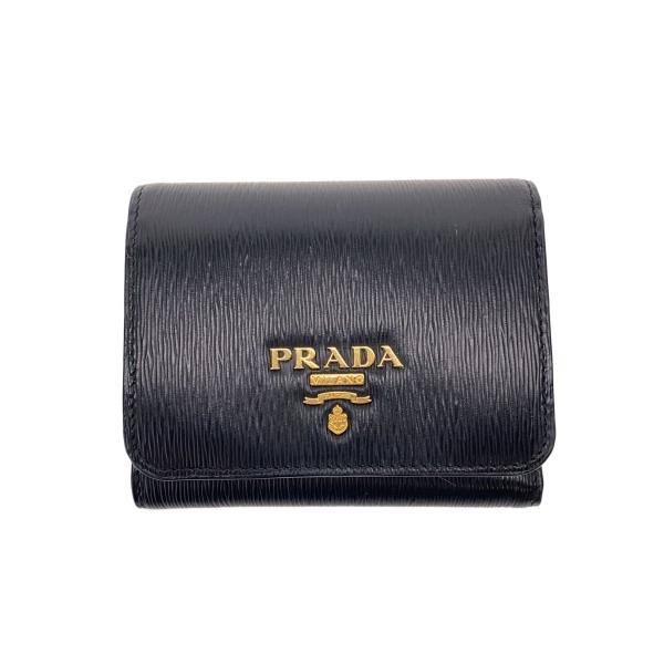 PRADA◆VITELLO MOVE/3つ折り財布/--/BLK/レディース/1MH176 2B6Q