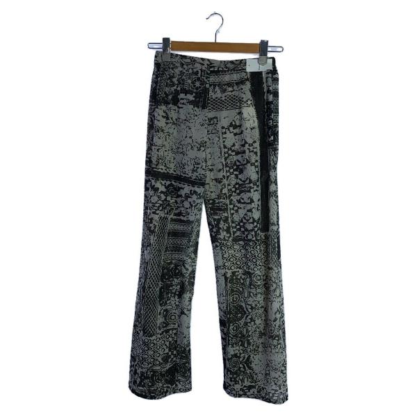 AMERI◆LACE PAINTING STRAIGHT PANTS/M/ポリエステル/GRY/総柄...