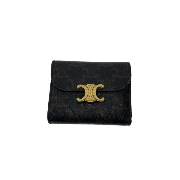 CELINE◆3つ折り財布/トリオンフ/レザー/BRW/総柄/レディース/F-FG-2203