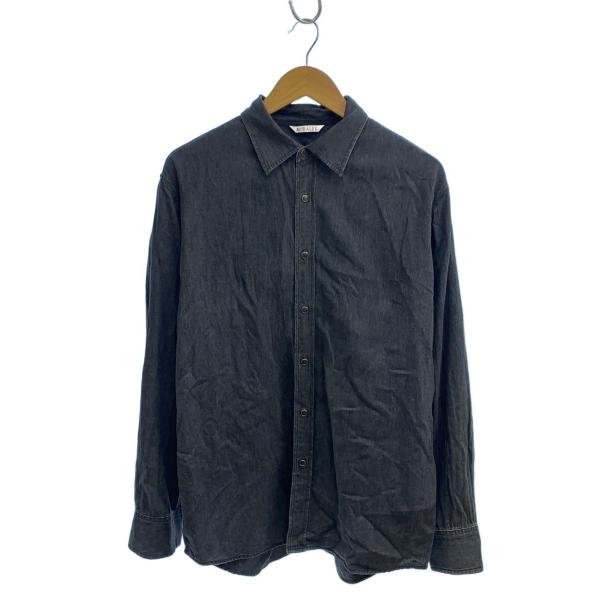 AURALEE◆SELVEDGE SUPER LIGHT DENIM SHIRT長袖シャツ/4/コッ...