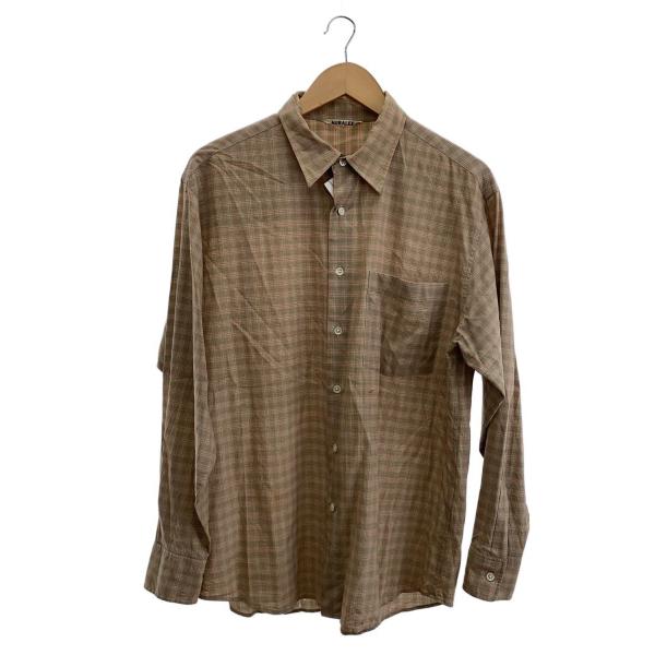 AURALEE◆長袖シャツ/3/ウール/マルチカラー/チェック/A20SS01LC/ピンホール有