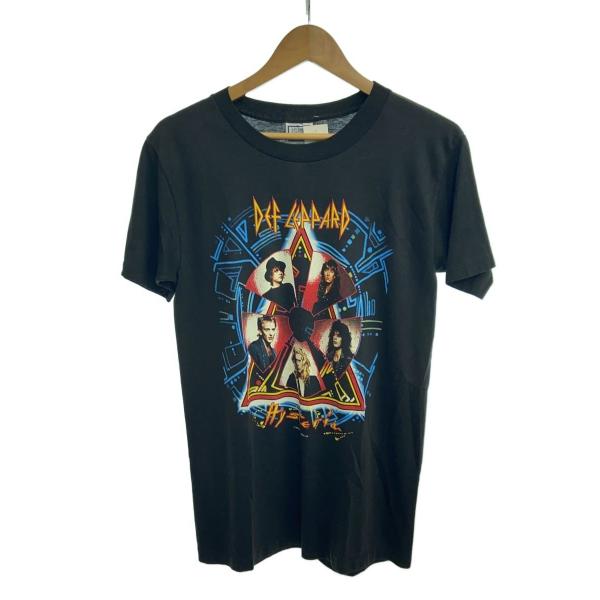 80s USa製 DEF LEPPARD ツアーTシャツ/L/コットン/BLK//