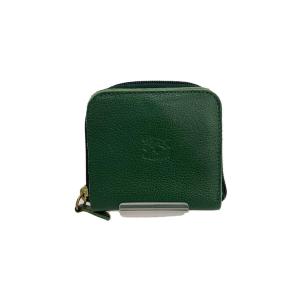 IL BISONTE◆シキラウンドファスナー二つ折り財布/レザー/グリーン/レディース