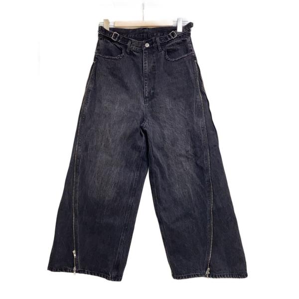 GRANCY◆24AW/ZipDesign Buggy DenimPants/L/コットン/ブラック...
