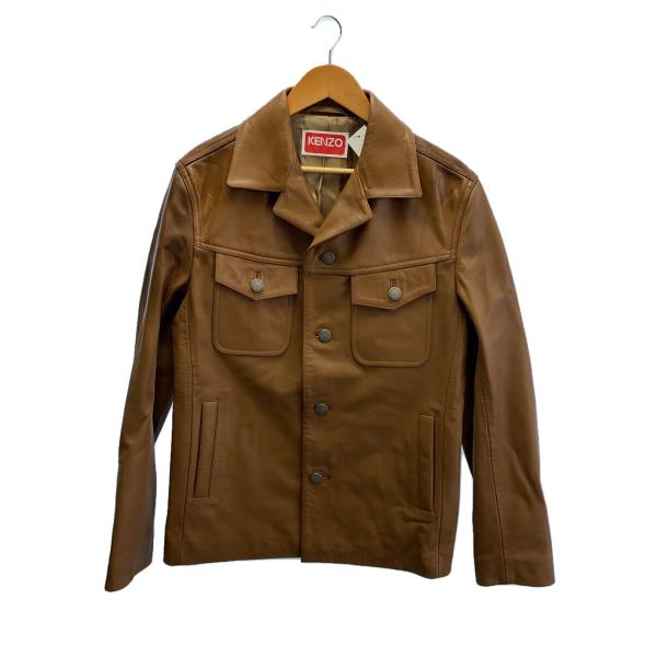 KENZO◆レザージャケット・ブルゾン/牛革/キャメル/FE65LV2000AB/カウレザージャケッ...