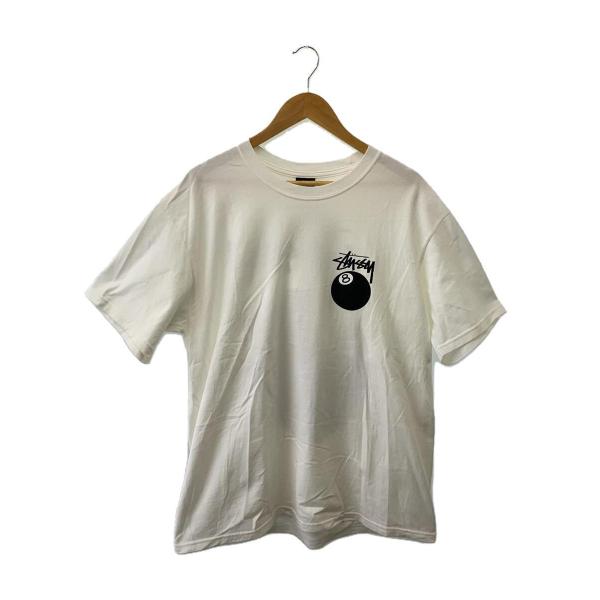 STUSSY◆8ボール/Tシャツ/L/コットン/WHT/無地