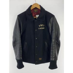 FUCT◆SSDD/DEALERS MC JACKET/M/牛革/ウール/BLK/3504/毛玉有