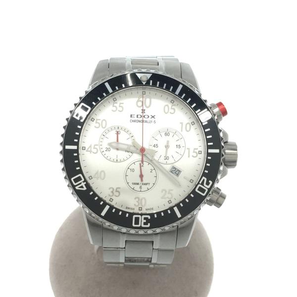 EDOX◆クォーツ腕時計/アナログ/ステンレス/WHT/10227//