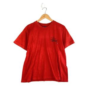 STUSSY◆Tシャツ/M/コットン/RED/プリント//