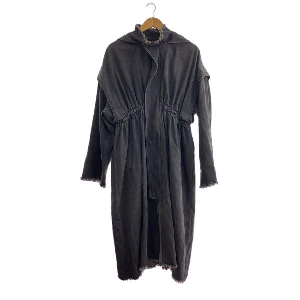 AMERI◆デニムマウンテンパーカ ロングコート/FREE/コットン/BLK/01210630530...