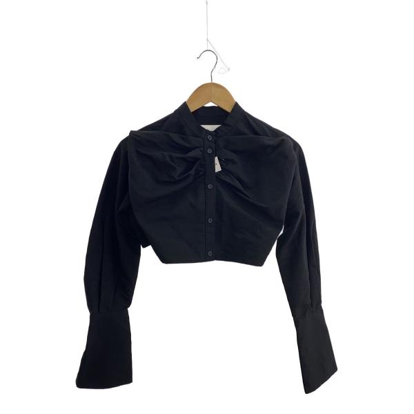 AMERI◆CROPPED BIG RIBBON SHIRT/長袖シャツ/FREE/BLK/0222...